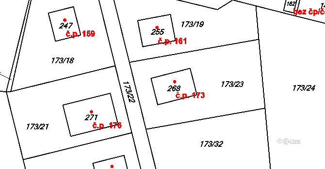 Bolina 173, Vlašim na parcele st. 268 v KÚ Bolina, Katastrální mapa