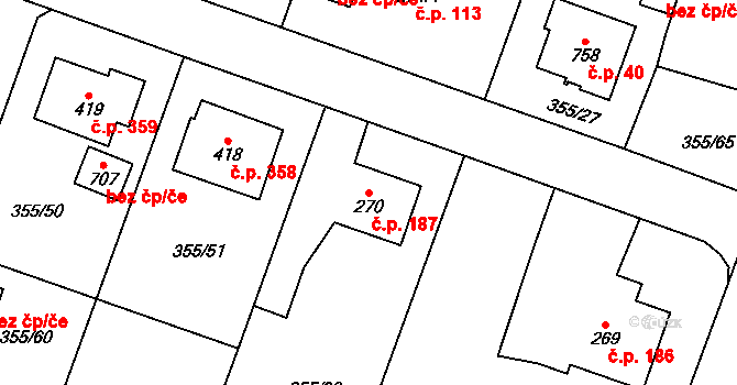 Ždírec nad Doubravou 187 na parcele st. 270 v KÚ Ždírec nad Doubravou, Katastrální mapa