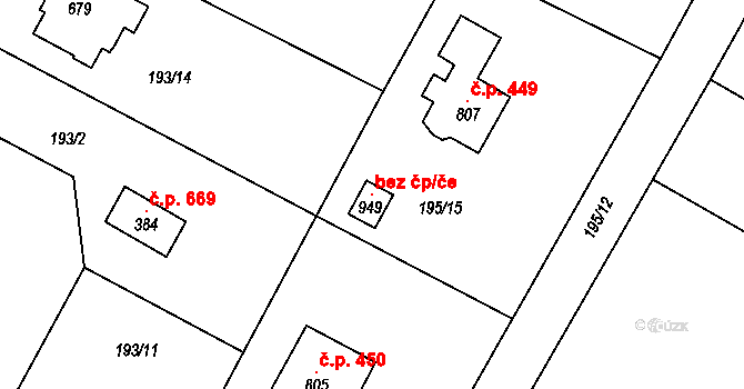 Březová-Oleško 96779811 na parcele st. 949 v KÚ Březová u Zvole, Katastrální mapa