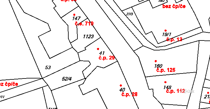 Šťáhlavy 29 na parcele st. 41 v KÚ Šťáhlavy, Katastrální mapa