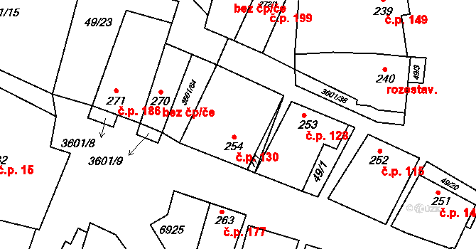 Brumovice 130 na parcele st. 254 v KÚ Brumovice, Katastrální mapa