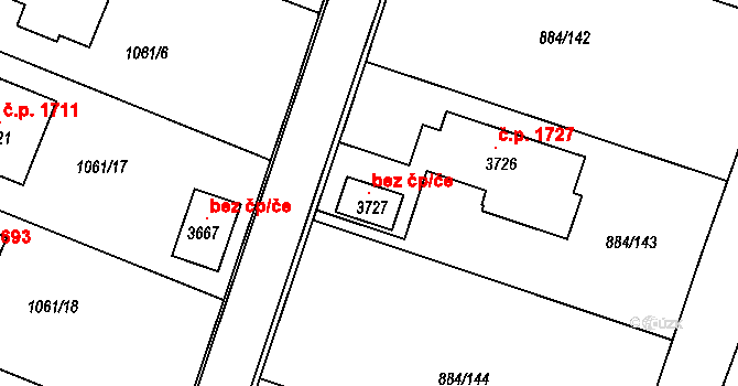 Bystřice pod Hostýnem 99015811 na parcele st. 3727 v KÚ Bystřice pod Hostýnem, Katastrální mapa