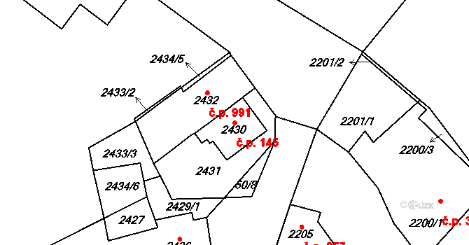 Pohořelice 145 na parcele st. 2430 v KÚ Pohořelice nad Jihlavou, Katastrální mapa