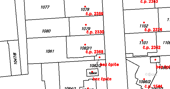 Přerov I-Město 2368, Přerov na parcele st. 1082/1 v KÚ Přerov, Katastrální mapa