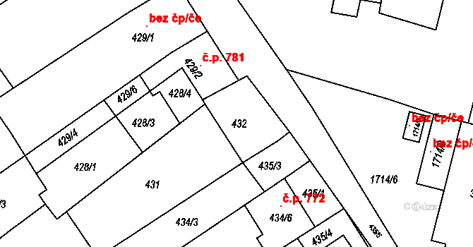 Brno 139112812 na parcele st. 432 v KÚ Bosonohy, Katastrální mapa