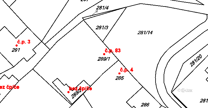 Edrovice 83, Rýmařov na parcele st. 289/1 v KÚ Edrovice, Katastrální mapa