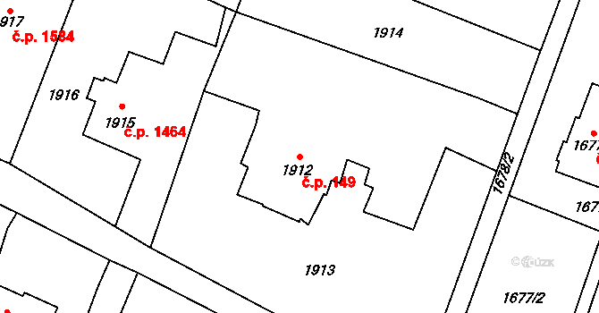 Rychvald 149 na parcele st. 1912 v KÚ Rychvald, Katastrální mapa