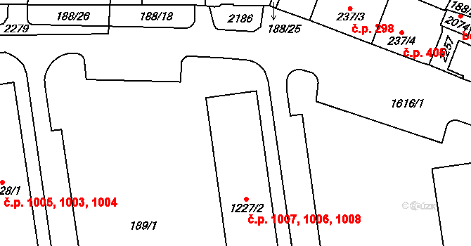 Úpice 1006,1007,1008 na parcele st. 1227/2 v KÚ Úpice, Katastrální mapa