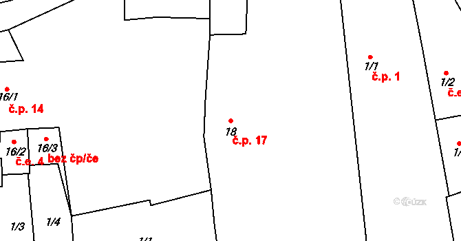 Blahousty 17, Erpužice na parcele st. 18 v KÚ Blahousty, Katastrální mapa
