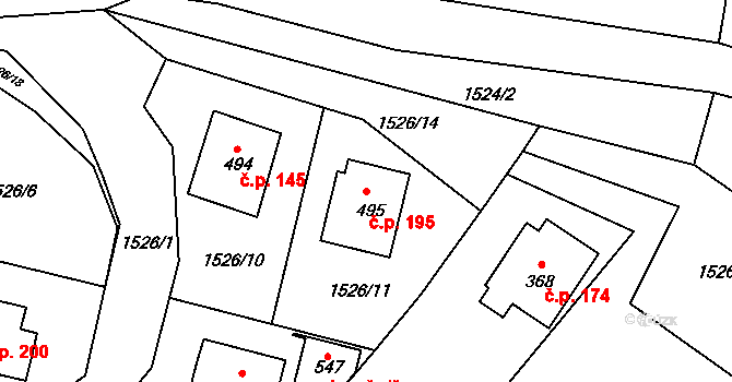 Třebovice 195 na parcele st. 495 v KÚ Třebovice, Katastrální mapa