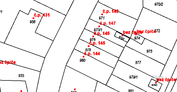 Miřetice u Klášterce nad Ohří 145, Klášterec nad Ohří na parcele st. 978 v KÚ Miřetice u Klášterce nad Ohří, Katastrální mapa