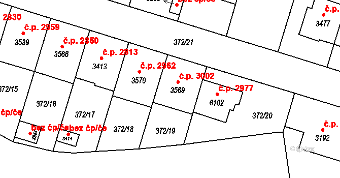 Břeclav 3002 na parcele st. 3569 v KÚ Břeclav, Katastrální mapa
