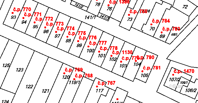 Slatina 778, Brno na parcele st. 101 v KÚ Slatina, Katastrální mapa
