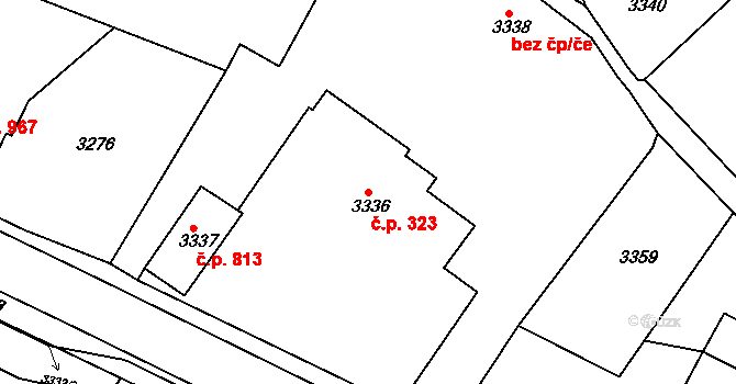 Smržovka 323 na parcele st. 3336 v KÚ Smržovka, Katastrální mapa
