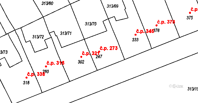Černčice 273 na parcele st. 247 v KÚ Černčice u Loun, Katastrální mapa
