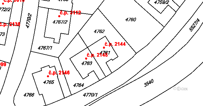 Záběhlice 2144, Praha na parcele st. 4761 v KÚ Záběhlice, Katastrální mapa