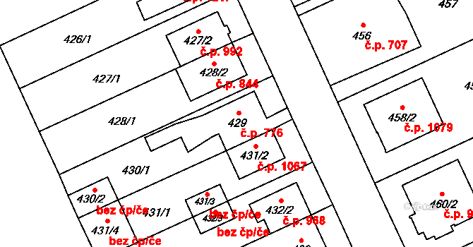 Chodov 776, Praha na parcele st. 429 v KÚ Chodov, Katastrální mapa