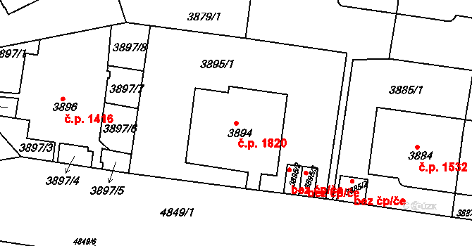 Smíchov 1820, Praha na parcele st. 3894 v KÚ Smíchov, Katastrální mapa