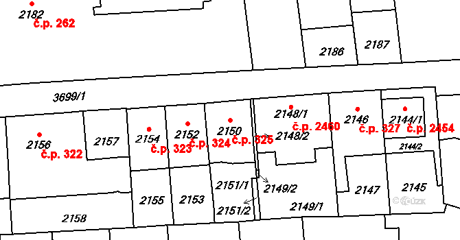 Břevnov 325, Praha na parcele st. 2150 v KÚ Břevnov, Katastrální mapa