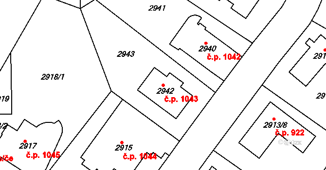 Dejvice 1043, Praha na parcele st. 2942 v KÚ Dejvice, Katastrální mapa