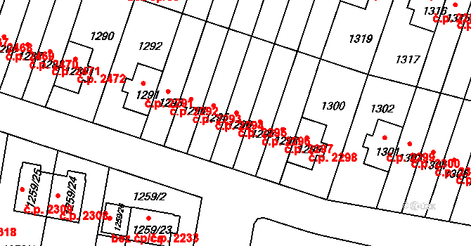Záběhlice 2295, Praha na parcele st. 1296 v KÚ Záběhlice, Katastrální mapa