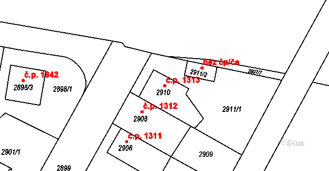 České Budějovice 7 1313, České Budějovice na parcele st. 2910 v KÚ České Budějovice 7, Katastrální mapa