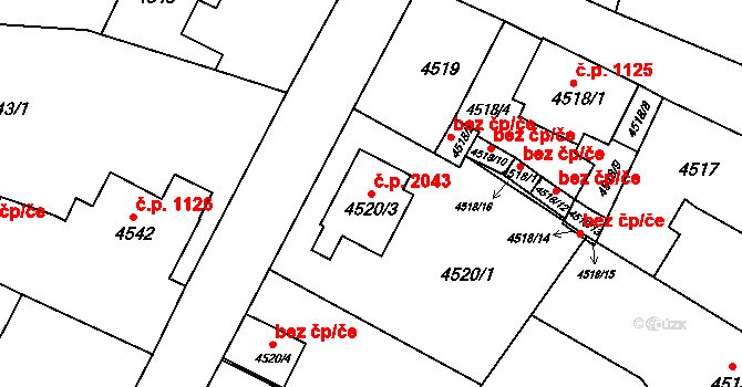 Česká Lípa 2043 na parcele st. 4520/3 v KÚ Česká Lípa, Katastrální mapa