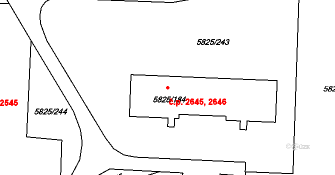 Česká Lípa 2645,2646 na parcele st. 5825/184 v KÚ Česká Lípa, Katastrální mapa