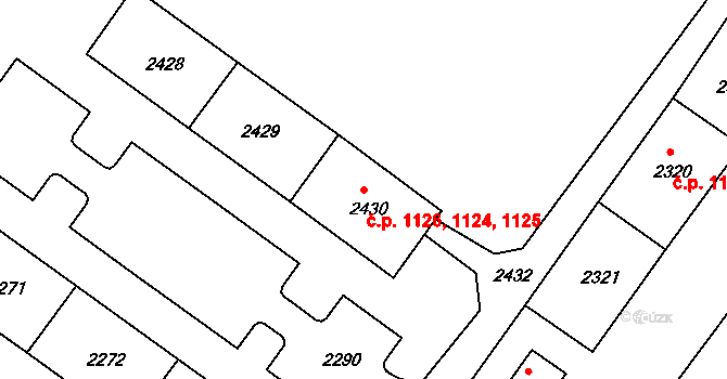 Jirkov 1124,1125,1126 na parcele st. 2430 v KÚ Jirkov, Katastrální mapa