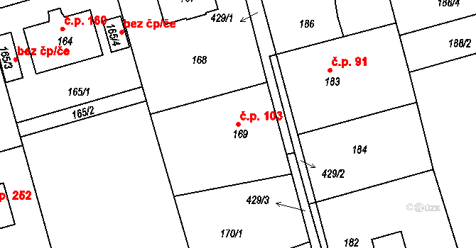 Liberec IX-Janův Důl 103, Liberec na parcele st. 169 v KÚ Janův Důl u Liberce, Katastrální mapa