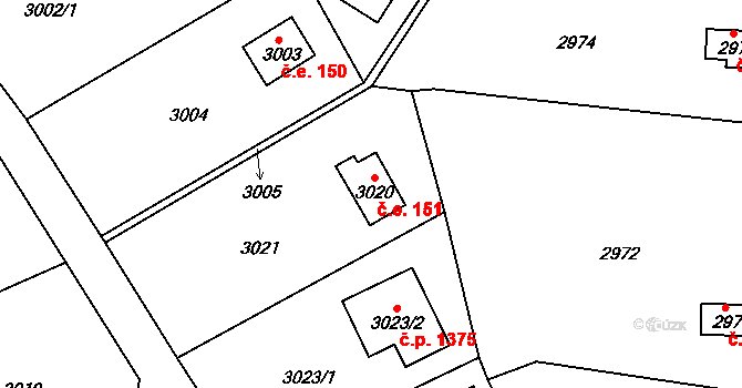 Zbraslav 151, Praha na parcele st. 3020 v KÚ Zbraslav, Katastrální mapa