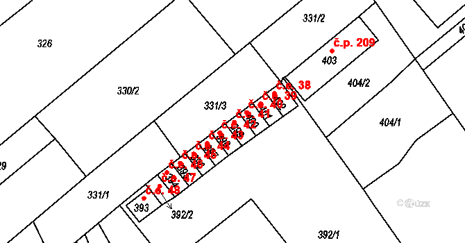 Šumná 41 na parcele st. 399 v KÚ Šumná, Katastrální mapa