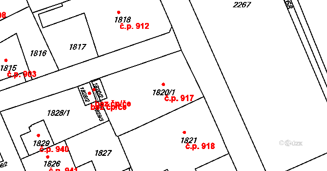 Šluknov 917 na parcele st. 1820/1 v KÚ Šluknov, Katastrální mapa