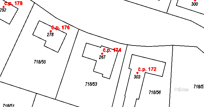 Mašovice 174 na parcele st. 267 v KÚ Mašovice u Znojma, Katastrální mapa