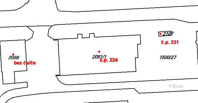 Nádražní Předměstí 224, Český Krumlov na parcele st. 2091/1 v KÚ Český Krumlov, Katastrální mapa