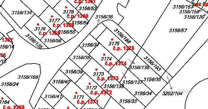 Duchcov 1374 na parcele st. 3174 v KÚ Duchcov, Katastrální mapa
