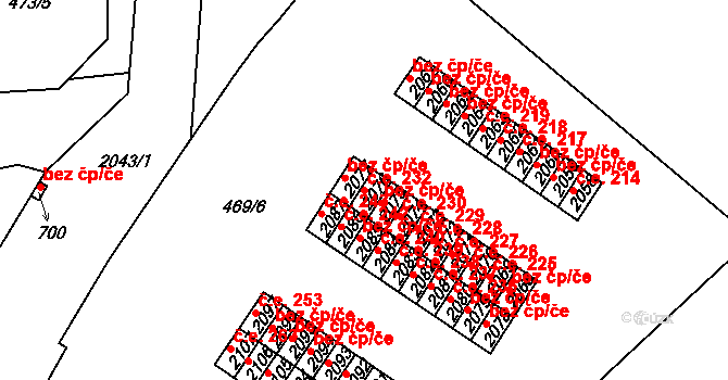 Slaný 232 na parcele st. 2076 v KÚ Slaný, Katastrální mapa