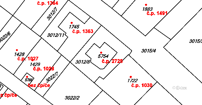 Rakovník II 2728, Rakovník na parcele st. 5754 v KÚ Rakovník, Katastrální mapa