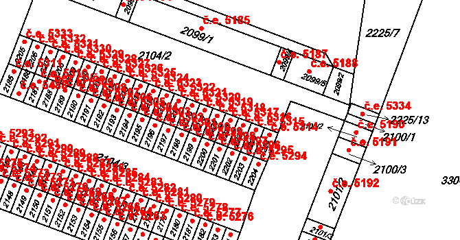 Kadaň 5317 na parcele st. 2221 v KÚ Kadaň, Katastrální mapa
