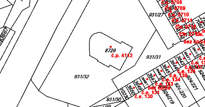 Hodonín 4112 na parcele st. 8729 v KÚ Hodonín, Katastrální mapa