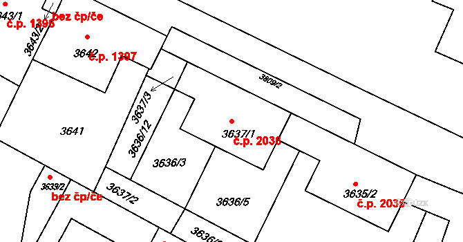 Předměstí 2036, Litoměřice na parcele st. 3637/1 v KÚ Litoměřice, Katastrální mapa