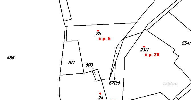 Sledovice 5, Vojkov na parcele st. 25 v KÚ Minartice, Katastrální mapa