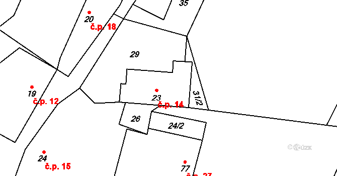 Arnoštovice 14, Heřmaničky na parcele st. 23 v KÚ Arnoštovice, Katastrální mapa