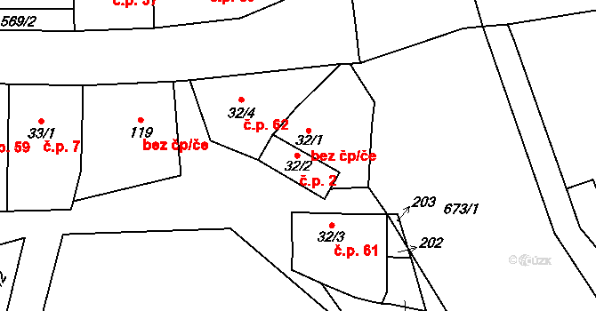 Močovice 38249812 na parcele st. 32/2 v KÚ Močovice, Katastrální mapa