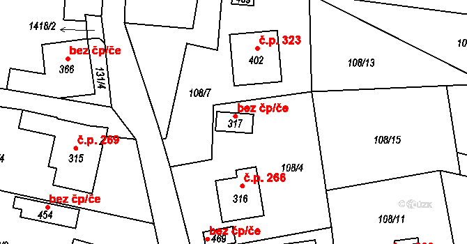 Lhenice 39922812 na parcele st. 317 v KÚ Lhenice, Katastrální mapa