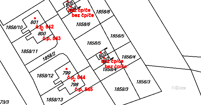 Kozlovice 40337812 na parcele st. 803 v KÚ Kozlovice, Katastrální mapa