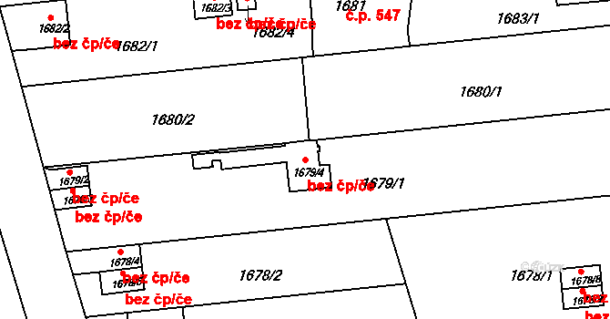 České Budějovice 40505812 na parcele st. 1679/4 v KÚ České Budějovice 3, Katastrální mapa