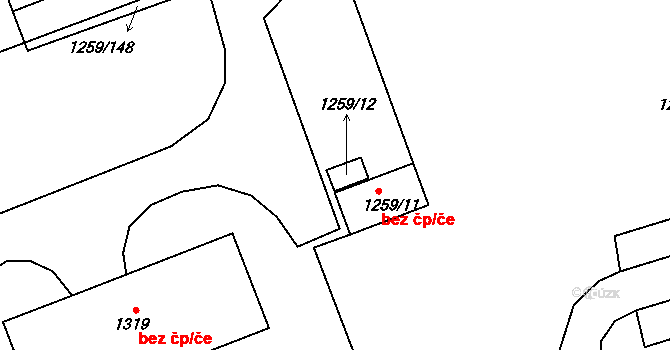 Břeclav 40754812 na parcele st. 1259/12 v KÚ Poštorná, Katastrální mapa