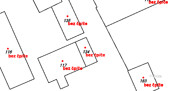 Březnice 40916812 na parcele st. 134 v KÚ Březnice u Bechyně, Katastrální mapa