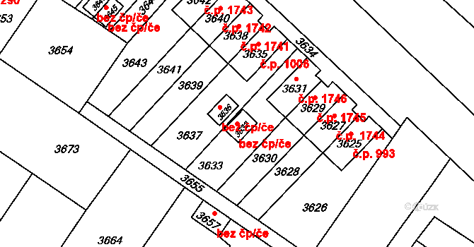 Vsetín 41761812 na parcele st. 3632 v KÚ Vsetín, Katastrální mapa